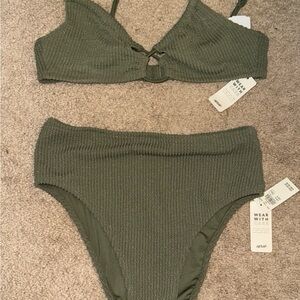 Aerie Green Ribbed Bikini Swim Set
